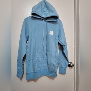Others Follow Blue and White Zip-Up Sweater
